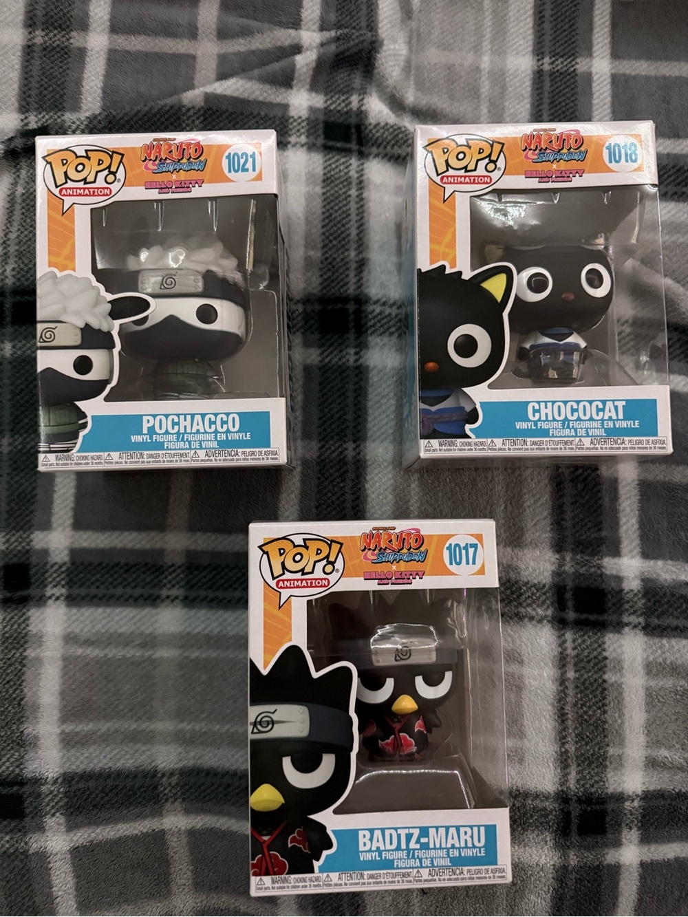 Naruto x Hello Kitty Funko Pop Lot (Chococat, Badtz-Maru, Pochacco)